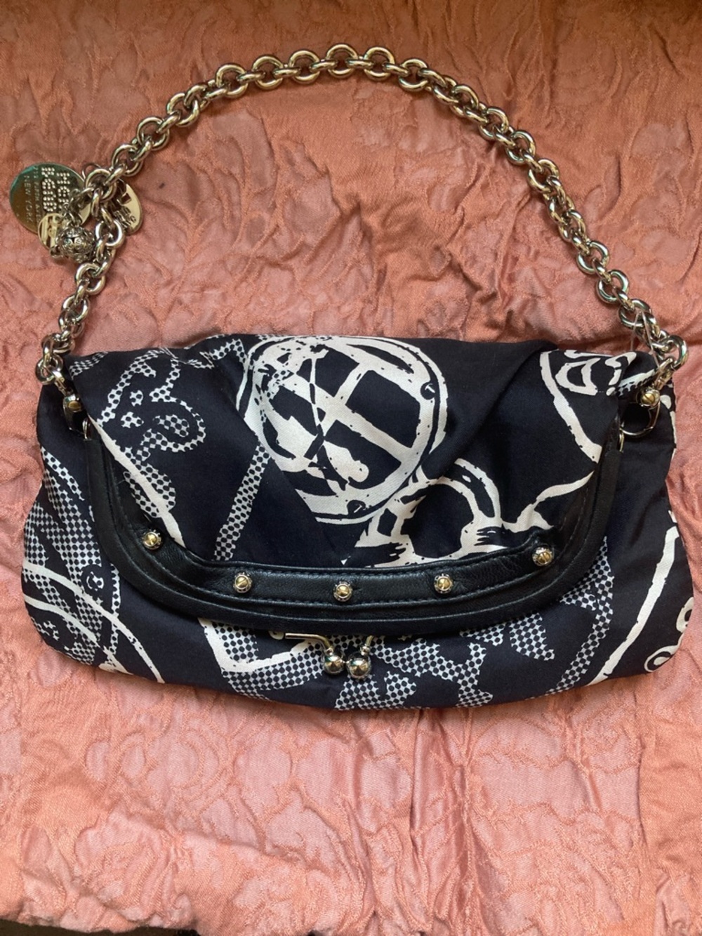 NWOT henri bendel Black and White Graphic Chain-Handle Shoulder Bag
